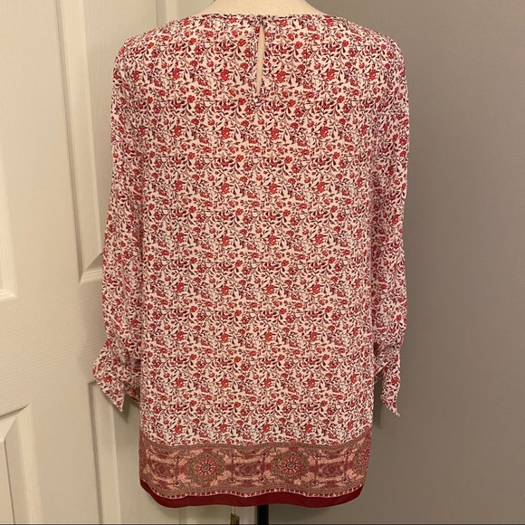 MAX STUDIO Floral/Handkerchief Print Tie Blouse - Picture 11 of 14